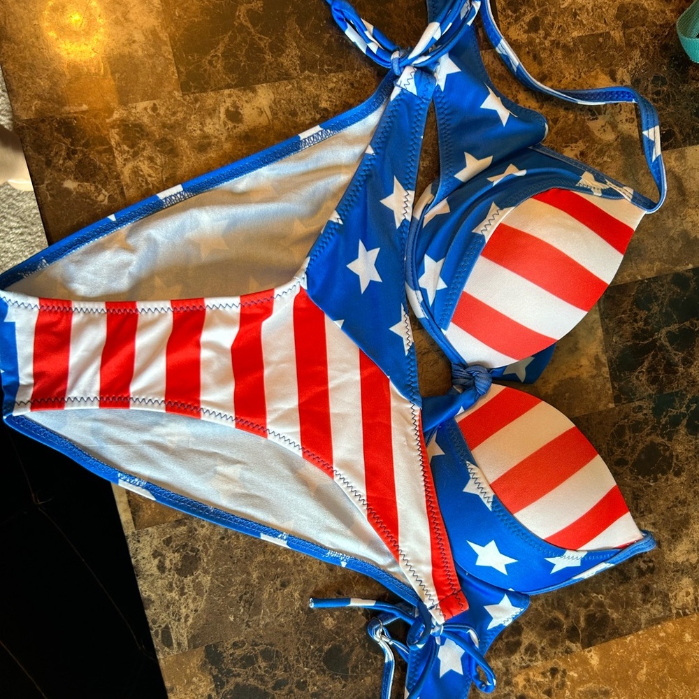 Red white and blue medium bikini